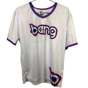 Retro Bang Energy Drink White Baseball Jersey Promo Shirt Men’s XXL MINTY